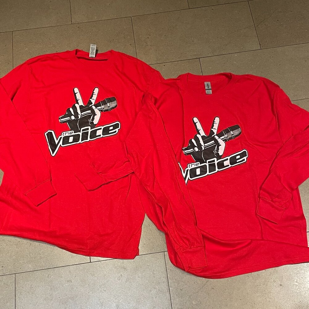 2 x The Voice NEW Unisex Red Long sleeved T-shirts-Size Medium & Large